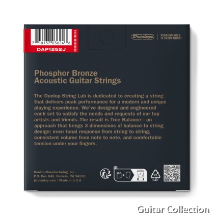 Jim Dunlop DAP1252J 12-String Acoustic Guitar Strings | Phosphor Bronze | 012/012–052/030 (Medium)