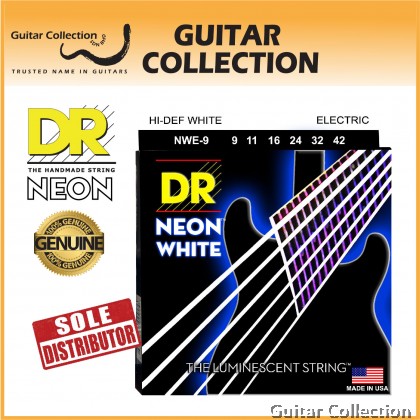 DR Strings NWE-9 NEON White Coated Nickel Plated Electric Guitar Strings | Light (009 - 042)