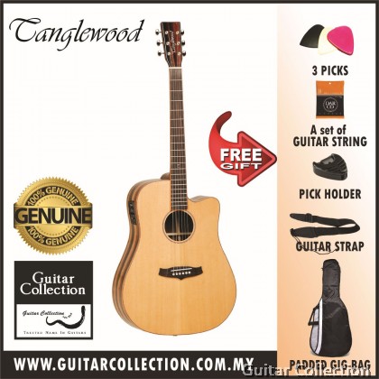 Tanglewood TWJD C E Dreadnought Cutaway| Solid Canadian Red Cedar Top | Luxury figured AMARA & Spalted Mango Back & Sides  with Fishman Presys EQ System | (FREE STRINGS, PICKS, PICKHOLDER, STRAP & BAG)