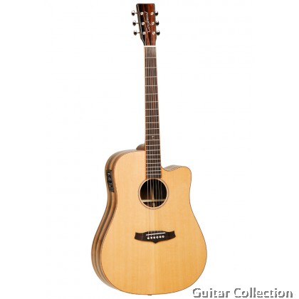 Tanglewood TWJD C E Dreadnought Cutaway| Solid Canadian Red Cedar Top | Luxury figured AMARA & Spalted Mango Back & Sides  with Fishman Presys EQ System | (FREE STRINGS, PICKS, PICKHOLDER, STRAP & BAG)