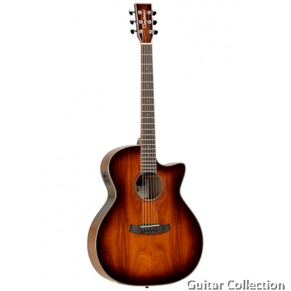 Tanglewood TW4 VC KOA  Winterleaf Venetian Cutaway Size| Solid Spruce Top Koa Veneer, Koa Back and Sides| Antique Violin Sunburst Gloss Finish with Fishman Isys T EQ System| (FREE STRINGS, PICKS, PICKHOLDER, STRAP & BAG)