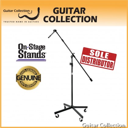 On Stage Stand SB96+ Tripod Studio Microphone Boom Stand with 7" Mini Boom Extension and Casters