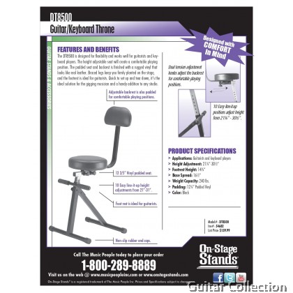 On Stage Stands DT8500 Guitar / Keyboard Throne
