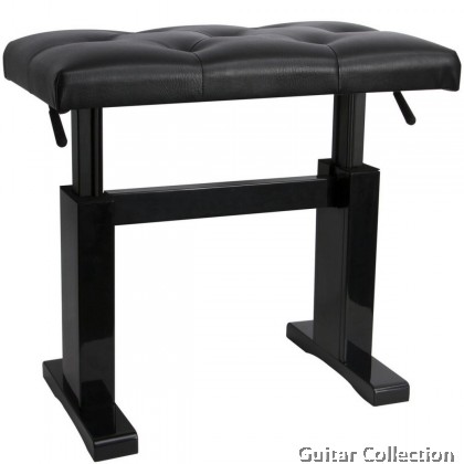 On Stage Stands KB9503B Height Adjustable Piano Bench | 17" - 22" | 330 lbS./150KG | Black Gloss