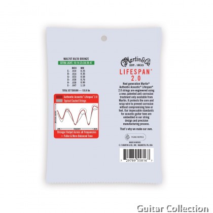 Martin MA170T | 010-047 | Authentic Lifespan 2.0 | Treated 80/20 Bronze Acoustic Guitar Strings | Extra Light