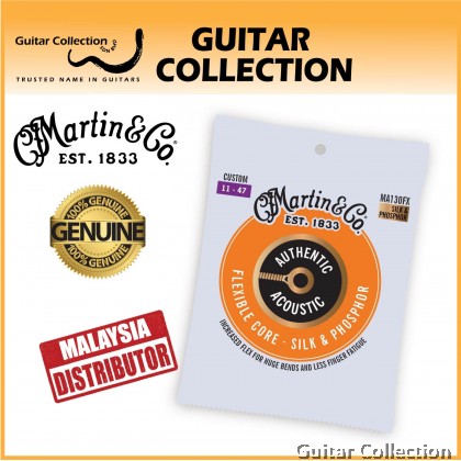 Martin MA130FX | 011-047 | Authentic Flexible Core | Silk & Phosphor Acoustic Guitar Strings | Custom Light