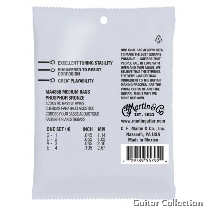 Martin MA4850 | 45-105 | Authentic Acoustic SP Bass | Phosphor Bronze Acoustic Bass Strings | Medium