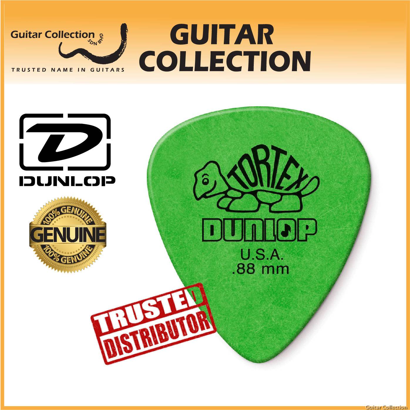 Jim Dunlop 418P088 Tortex Standard Guitar Picks 0.88mm 12 pcs pack