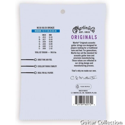 Martin M150 | 013-056 | Originals | 80/20 Bronze Acoustic Guitar Strings | Medium