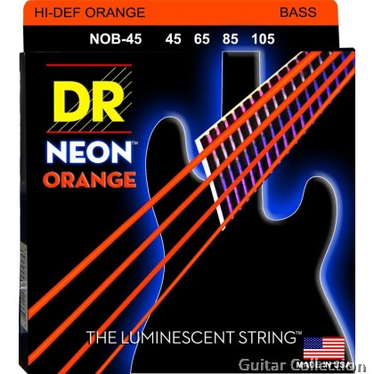 DR Strings NOB-45 NEON Orange Coated Nickel Plated Bass Strings | 4-String Medium (045 - 105)