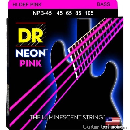 DR Strings NPB-45 NEON Pink Coated Nickel Plated Bass Strings | 4-String Medium (045 - 105)