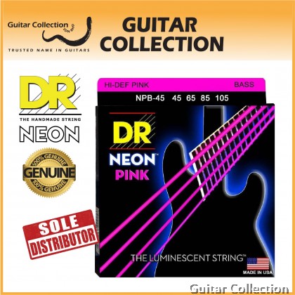 DR Strings NPB-45 NEON Pink Coated Nickel Plated Bass Strings | 4-String Medium (045 - 105)