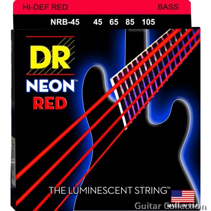 DR Strings NRB-45 NEON Red Coated Nickel Plated Bass Strings | 4-String Medium (045 - 105)