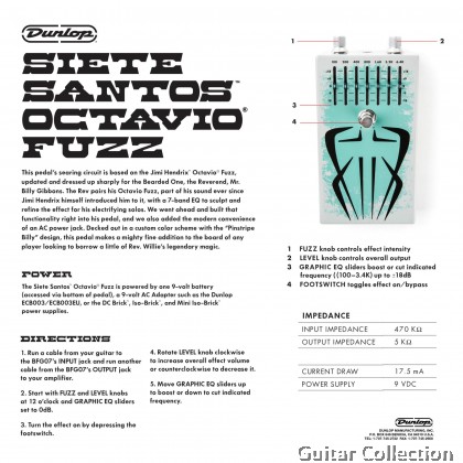 Jim Dunlop BFGO7 Billy Gibbons Siete Santos Octavio Fuzz Effect Pedal