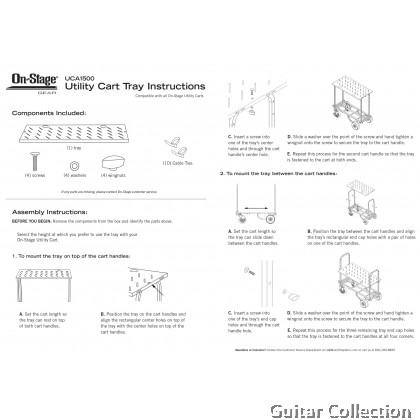 On Stage UCA1500 Utility Cart Tray | Compatible with UTC2200 & UTC5500 Utility Cart (Max Weight : 80 lbs / 36kg)