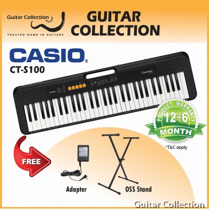 Casio Casiotone CT-S100, 61 Keys ( FREE Keyboard Stand + Adaptor ) (CTS-100/CTS100)