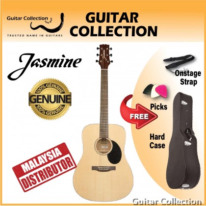 Jasmine JD39 Natural | Dreadnought Acoustic Guitar | Spruce Top, Sapele B&S | Case
