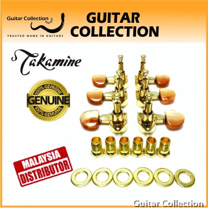 Takamine TGP0560A Original Gold Die-Cast Tuning Machine Heads with Amber Buttons for Acoustic Guitar (6pcs / set)