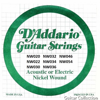 D'ADDARIO PL/NW Strings Plain Steel / Nickel Wound Single String for Electric Guitar (PL008 / NW020 - NW054)