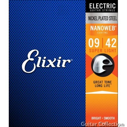 Elixir 12002 NANOWEB | 009-042 | Coated Nickel Plated Steel Electric Guitar Strings | Super Light