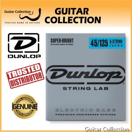 Jim Dunlop DBSBS45125 Bass Guitar Strings | 5-String | Super Bright Stainless Steel | 045-125