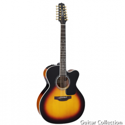 Takamine P6JC12BSB Pro Series 12-String Jumbo Cutaway Acoustic-Electric Guitar, Brown Sunburst, CTP-3 Preamp & Hard Case (Made in Japan)