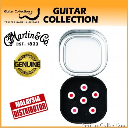 Martin 18APP0004 Luxe Liquidmetal Bridge Pin Set | Bone Colour with Red Dot Inlay