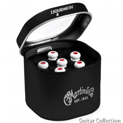 Martin 18APP0004 Luxe Liquidmetal Bridge Pin Set | Bone Colour with Red Dot Inlay