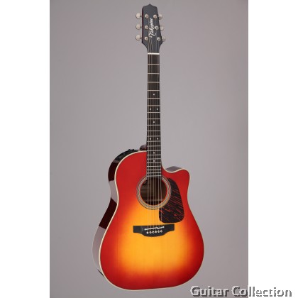 Takamine CP6SSDC Custom Pro Series Sloped Shoulder Dreadnought Cutaway Acoustic-Electric Guitar, Cherry Sunburst, CTP-3 Preamp & Hard Case (Made in Japan)