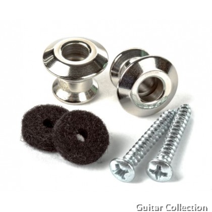 Jim Dunlop 2PSLS031N Dual Design StrapLok Strap Button Set | Nickel (2 pcs)
