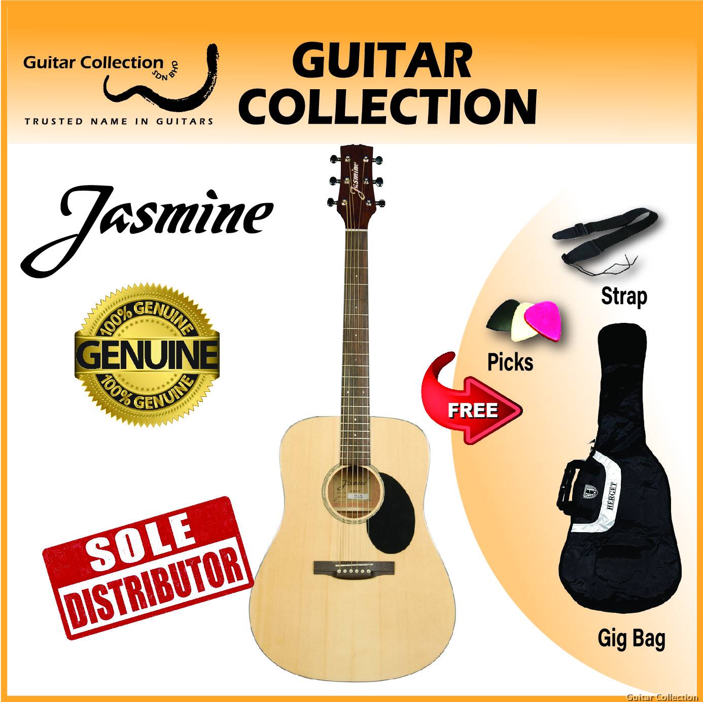 Jasmine JD39 Natural Dreadnought Acoustic Guitar Spruce Top