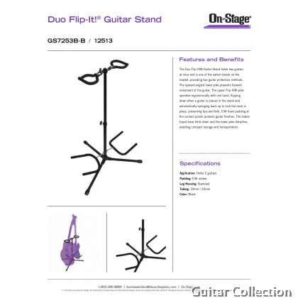 On Stage GS7253B-B Duo Flip-It® Double Guitar Stand