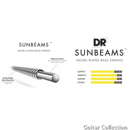 DR Strings NMR5-45 SUNBEAMS Nickel Plated Bass Strings | 5-String Medium (045 - 125)