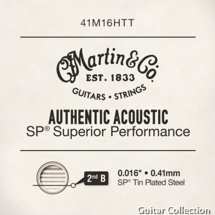 Martin 41M16HTT M16 Authentic SP High Tensile Tin Plated Acoustic Plain String (Single String)