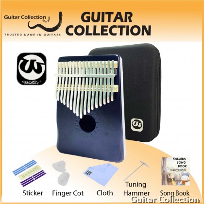 Walter WK-17BK 17 keys Full Solid Mahogany Kalimba Black | With Hard Case, Hammer, Cloth, Finger Cot, Song Book, Sticker