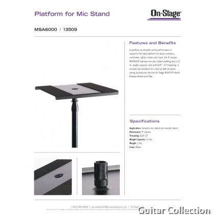 On Stage MSA6000 Platform for Mic Stand
