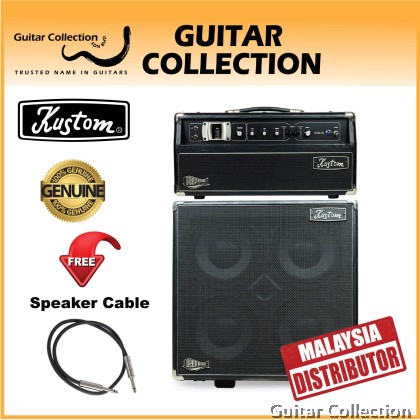 Kustom DE300HD + DE410H Deep End 300W Hybrid Tube Bass Amplifier Head with 400W Speaker Cabinet (4 x 10" Speakers)