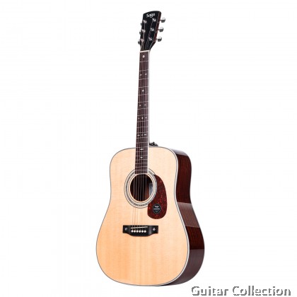 SAGA A1-D | High End Series | Dreadnought Acoustic Guitar | Solid Spruce Top, Sapele B&S | Case