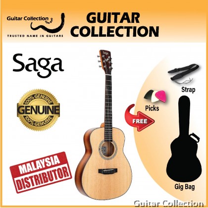 SAGA GS700 | Travel Series | 3/4 Acoustic Guitar | Solid Spruce Top, Sapele B&S