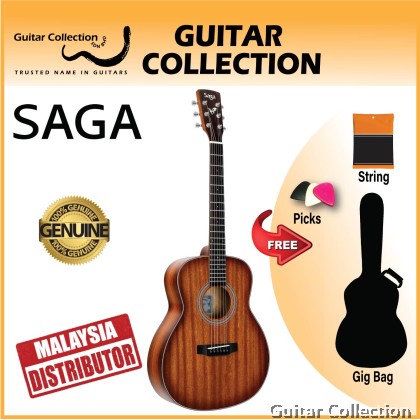 SAGA GS700S | Travel Acoustic Guitar | Solid Sapele Top, Sapele B&S