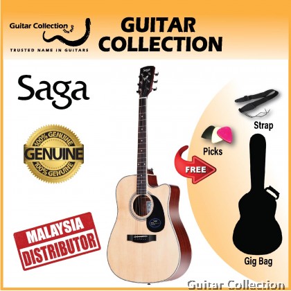 SAGA SF700CE | Dreadnought CW Acoustic-Electric Guitar | Solid Spruce Top, Sapele B&S | Fishman
