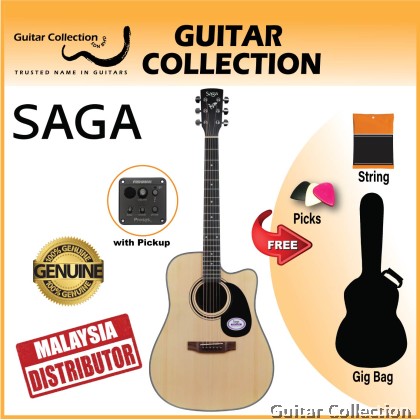 SAGA SF600CE | Dreadnought Acoustic-Electric Guitar | Spruce Top, Sapele B&S | Fishman