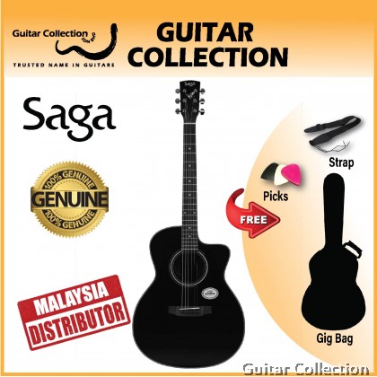 SAGA SF600GCBK | College Series | Grand Concert CW Acoustic Guitar | Spruce Top, Sapele B&S