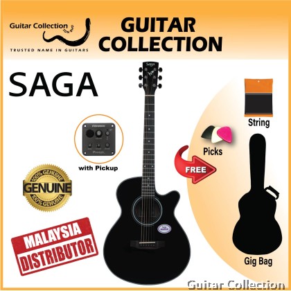SAGA SA600CBKE | Grand Auditorium CW Acoustic-Electric Guitar | Spruce Top, Sapele B&S