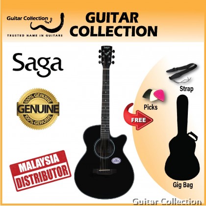 SAGA SA600CBKE | College Series | Grand Auditorium CW Acoustic-Electric Guitar | Spruce Top, Sapele B&S