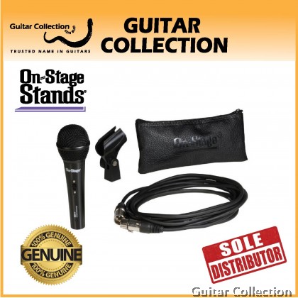 On Stage AS400 Audio Spectrum Dynamic Handheld Microphone with 20ft XLR-XLR Cable, Mic Clip & Pouch