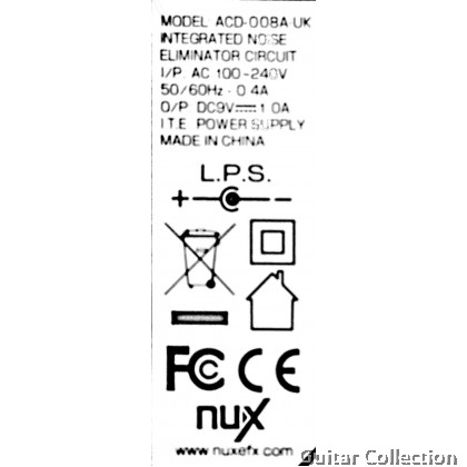 NUX ACD-008A 9V AC/DC Power Adaptor/Adapter (REGULATED) for Effects Pedals