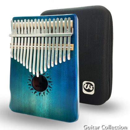 Walter WK-17BL 17 keys Full Solid Mahogany Wood Kalimba Blue | With Hard Case, Hammer, Cloth, Finger Cot, Song Book, Sticker  