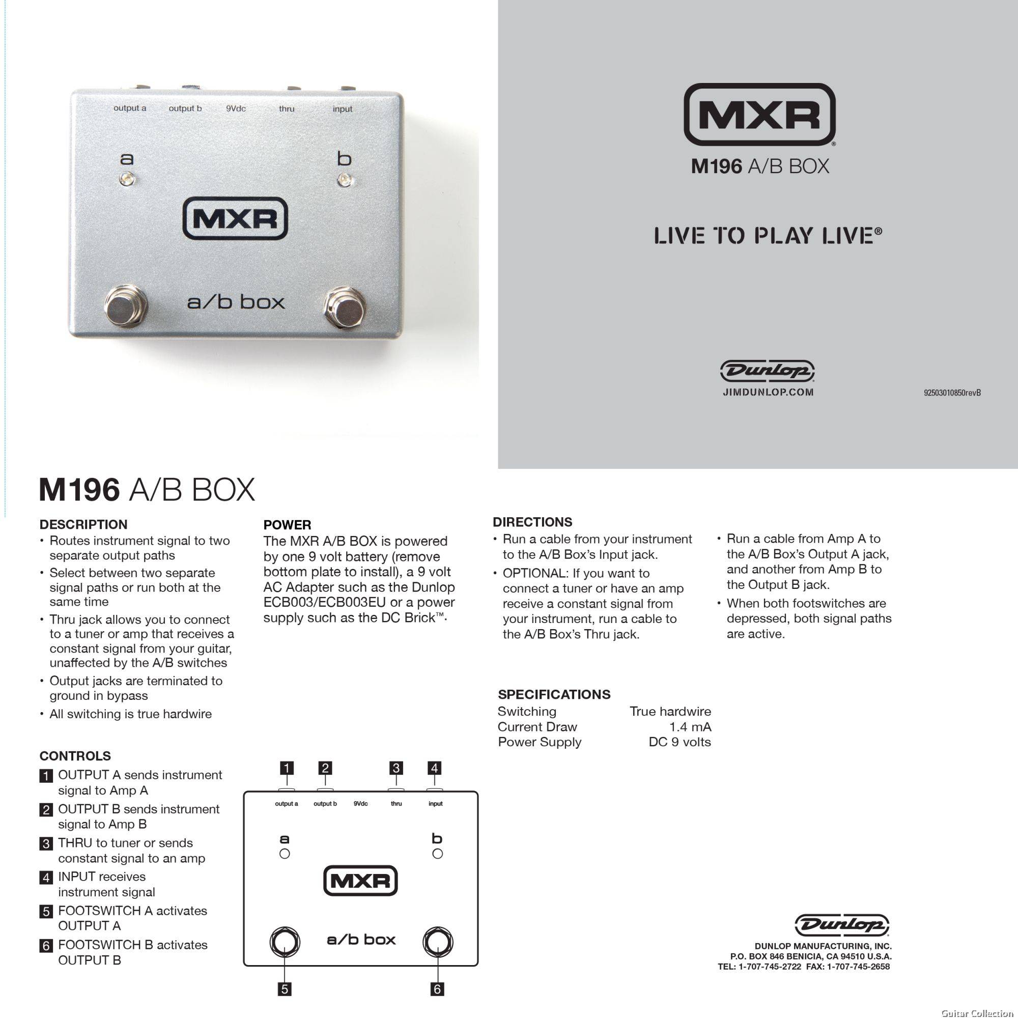 Jim Dunlop MXR M196 A/B Box Limited Edition Pedal