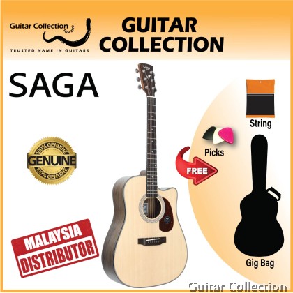 SAGA SF800C | Dreadnought CW Acoustic Guitar | Solid Spruce Top, Walnut B&S